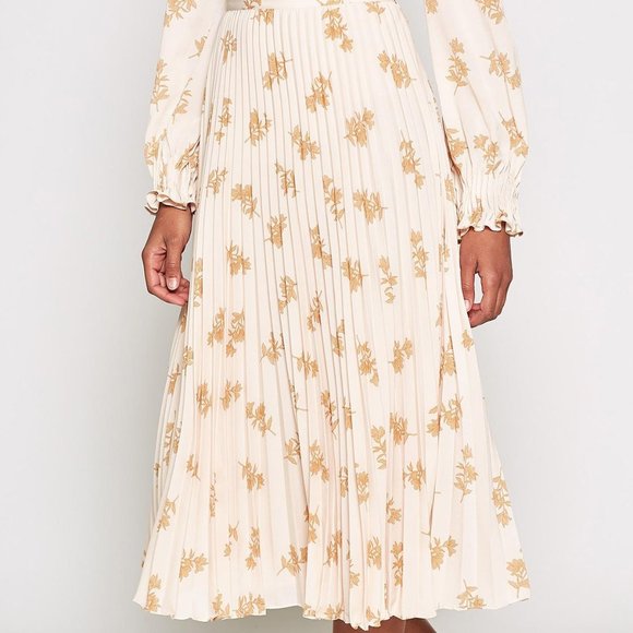 JOIE Adeena Pleated Floral Crepe de Chine Skirt - Picture 2 of 6